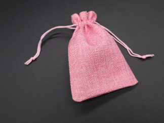 Подарочный мешочек из мешковины на затяжках. Цвет розовый. 10х14см