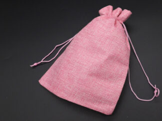 Подарочный мешочек из мешковины на затяжках. Цвет розовый. 17х23см