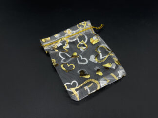 Подарочные мешочки из органзы упаковочные прозрачные  Цвет золотисто-серебристый. 9х12см