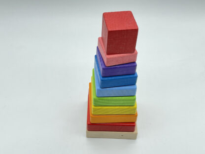 Детская деревянная игрушка. Пирамида цветная. Экопродукт. 9х21см