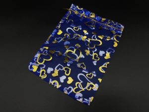 Подарункові мішечки тканинні з органзи для дрібниць Колір синій. 15х20см